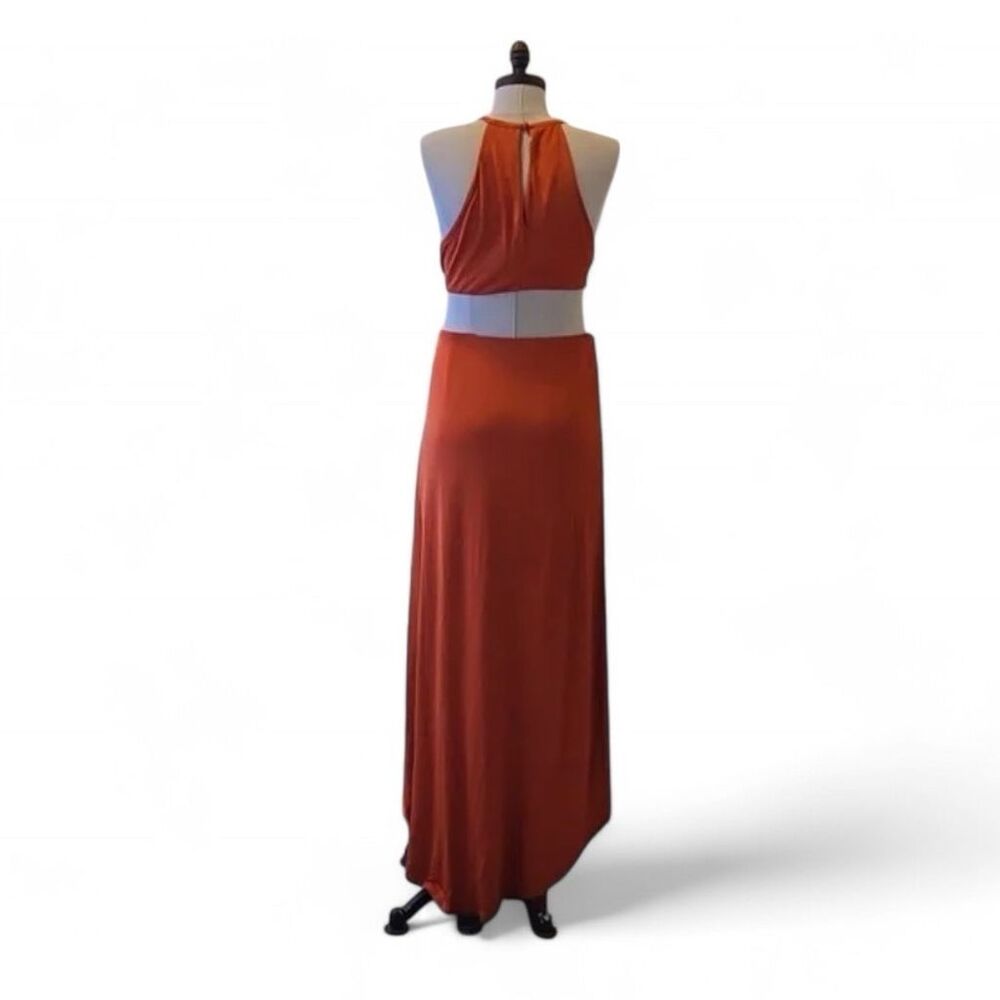 Bebe Women's Dress L Orange Cutout Twist Front Party Cocktail Vacation Dress - Picture 5 of 7